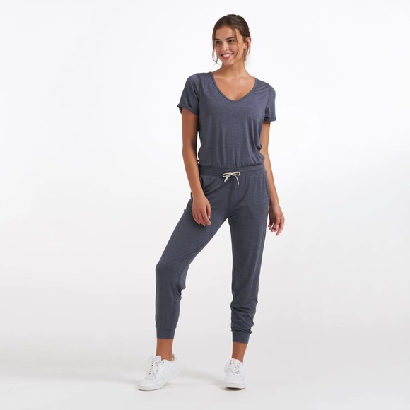 Vuori Pants - Vuori All Day Jumpsuit | Azure Heather | Large
